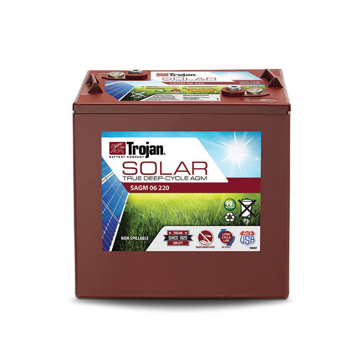 Trojan 6V 220Ah Deep Cycle AGM Solar Battery for Off-Grid Power, RV, Marine & Solar Energy Storage Systems - Maintenance-Free & Long Lasting Performance