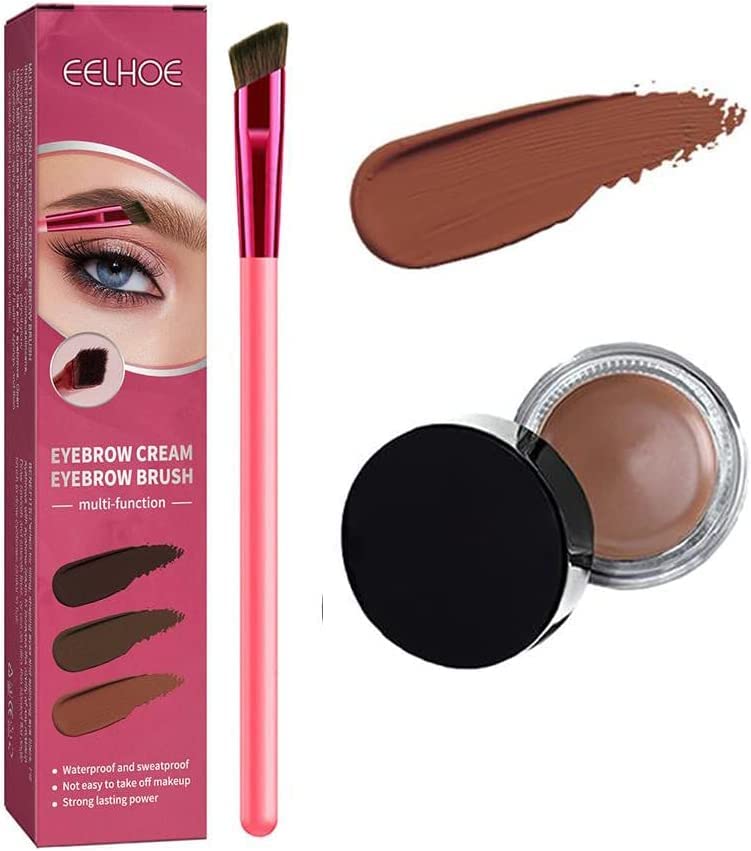 4D Hair Stroke Brow Stamp Brush - Realistic Eyebrow Makeup Brush with Angled Design for Precise Application | Professional Multi-Function Eyebrow Brush & Cream Kit | Perfect for Everyday Makeup, Salon Use & On-the-Go Touch Ups (Taupe)