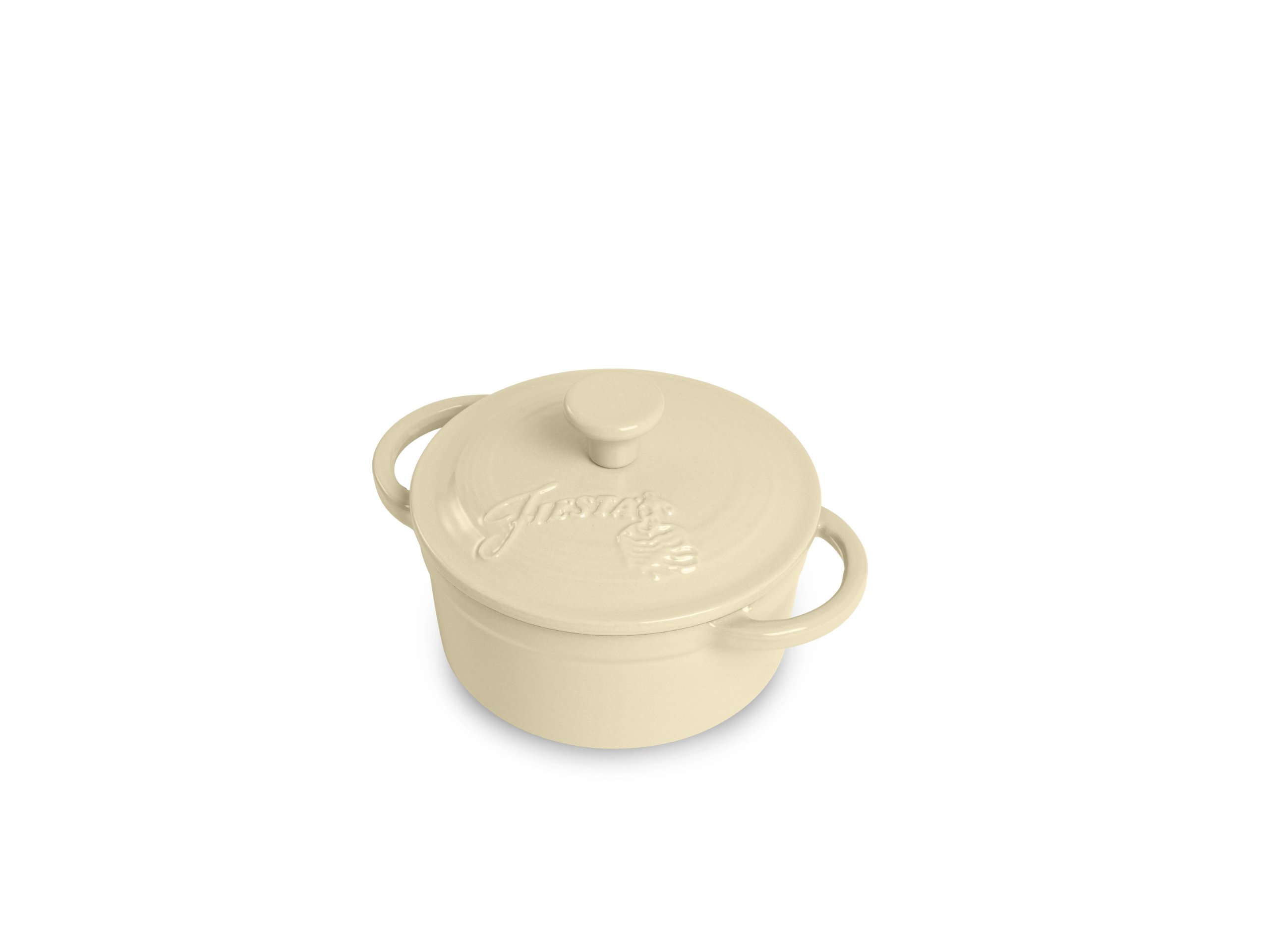 Fiesta 0.35 Quart Cast Iron Mini Casserole in Ivory - Perfect for Individual Desserts, Side Dishes & Tabletop Decor