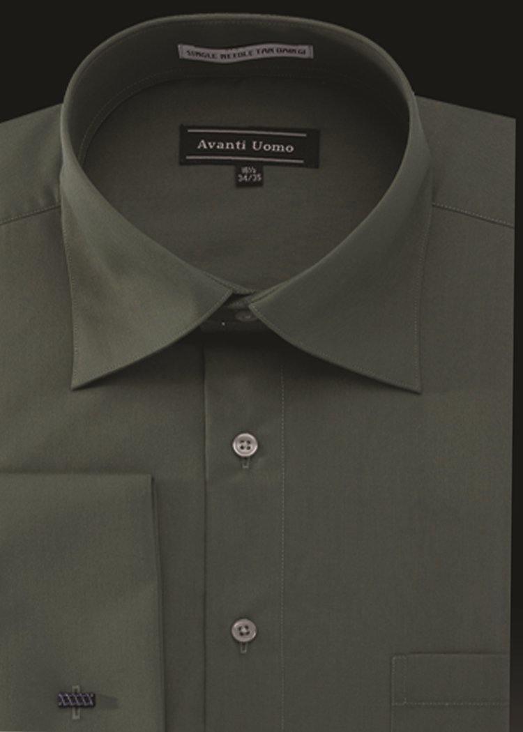 Premium Men's French Cuff Dress Shirt - Spread Collar Formal Business Shirt in Forest Green | Ideal for Office, Weddings & Special Occasions