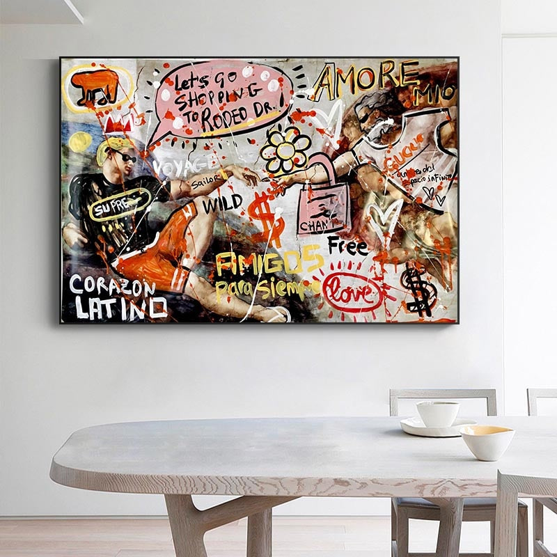 Creation of Adam Canvas Wall Art - Famous Michelangelo Painting Reproduction - Religious & Renaissance Home Decor - Perfect for Living Room, Bedroom, Office & Church