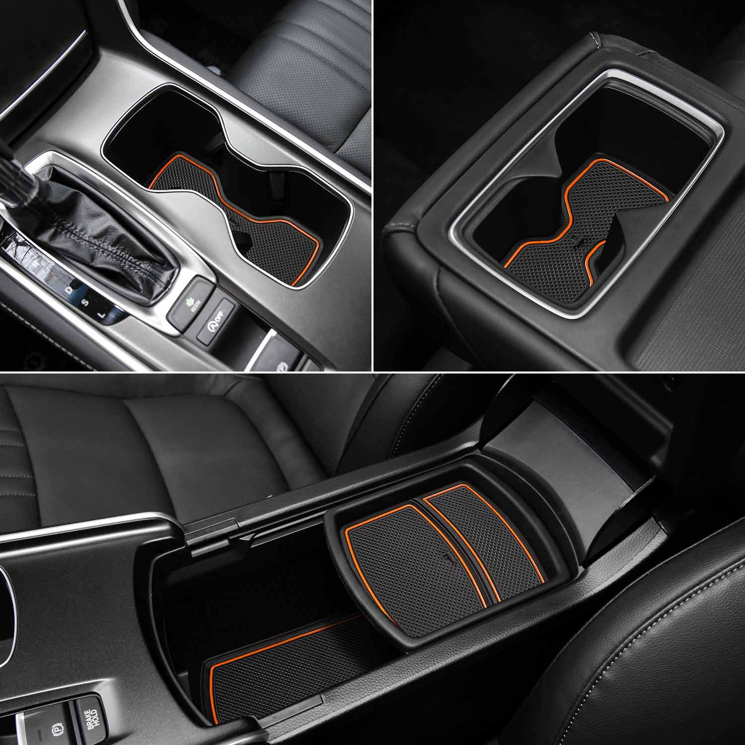 17-Piece Anti-Dust Car Interior Mats Set for Honda Accord 2018-2022 - Cup Holder Inserts, Center Console Liner & Door Pocket Liners (Orange) | Premium Protection & Custom Fit Accessories for Daily Commute & Road Trips