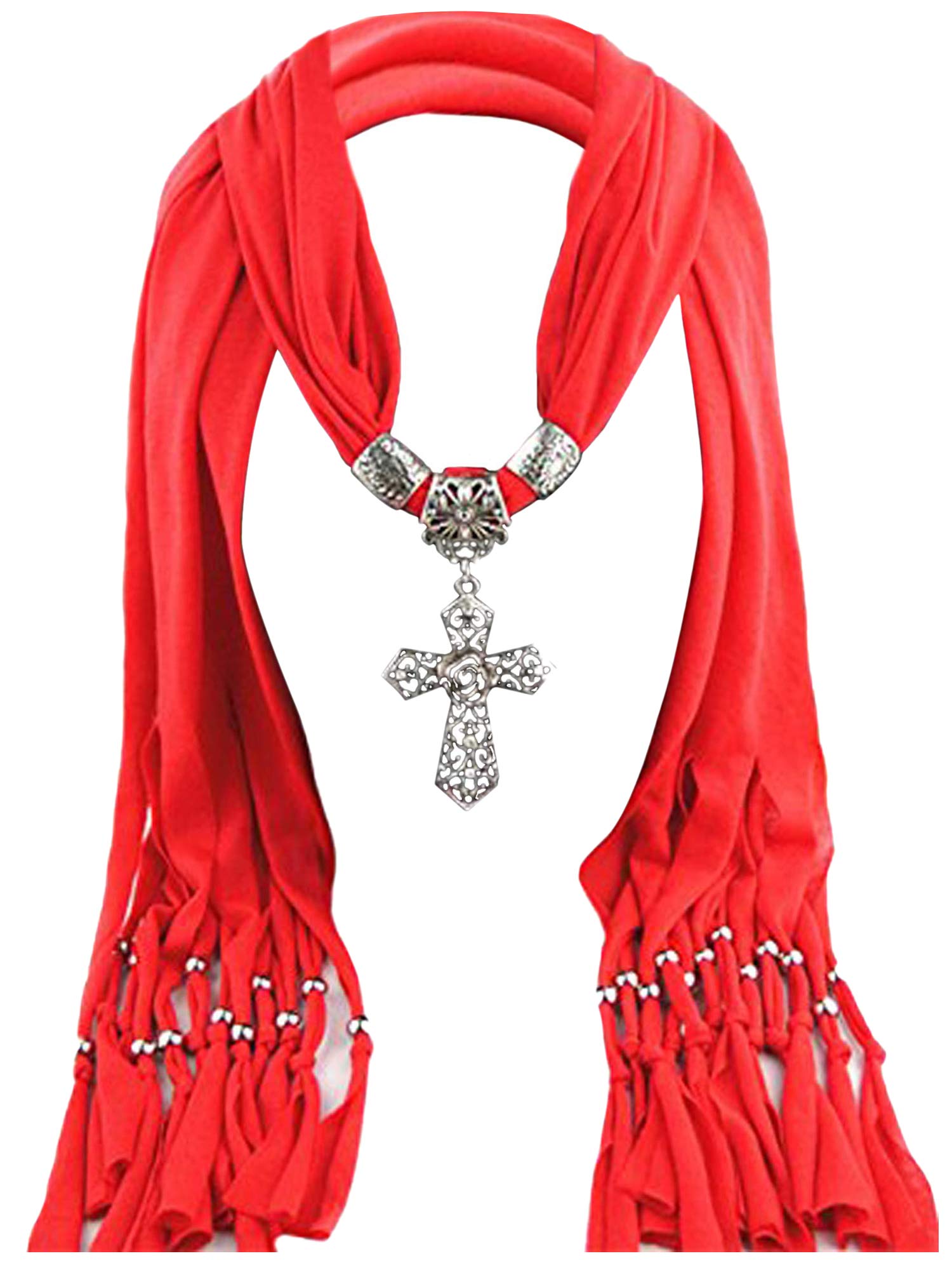 KINREE Women's Pendant Scarf Necklace - Stylish Jersey Scarf with Tassel Jewelry | Perfect for Casual Wear, Office Accessories & Boho Fashion Outfits