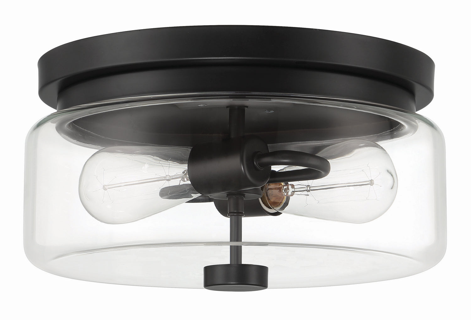 Bennet Two Light Outdoor Flushmount in Midnight - Modern Black Ceiling Light Fixture for Porch, Patio & Garage - Weatherproof Exterior Lighting
