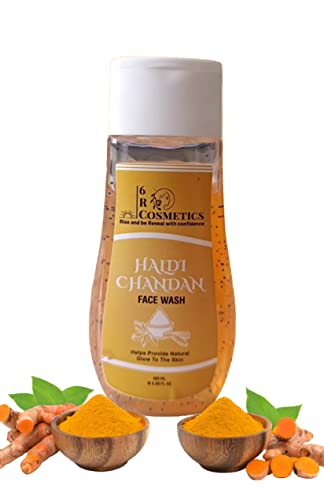 6R Cosmetics Turmeric & Sandalwood Face Wash for Dry & Oily Skin - Brightening, Tan Removal & Glowing Complexion | Daily Cleanser for Men & Women