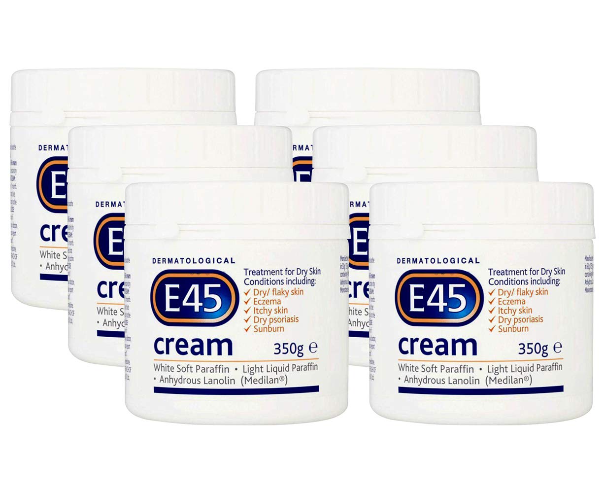 E45 Dermatological Cream for Dry & Sensitive Skin – 350g (6-Pack Bulk) | Moisturizing & Soothing Relief for Eczema, Psoriasis & Dermatitis – Ideal for Daily Skincare Routine & Dermatologist-Recommended Care