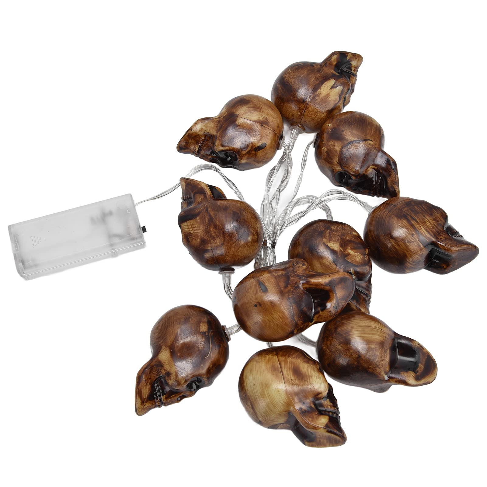 10LED Skull String Lights - Battery Powered Halloween Decorations for Outdoor Party, Yard, and Garden - Spooky & Lifelike Halloween Lighting for Haunted House, Porch, and Backyard Decor