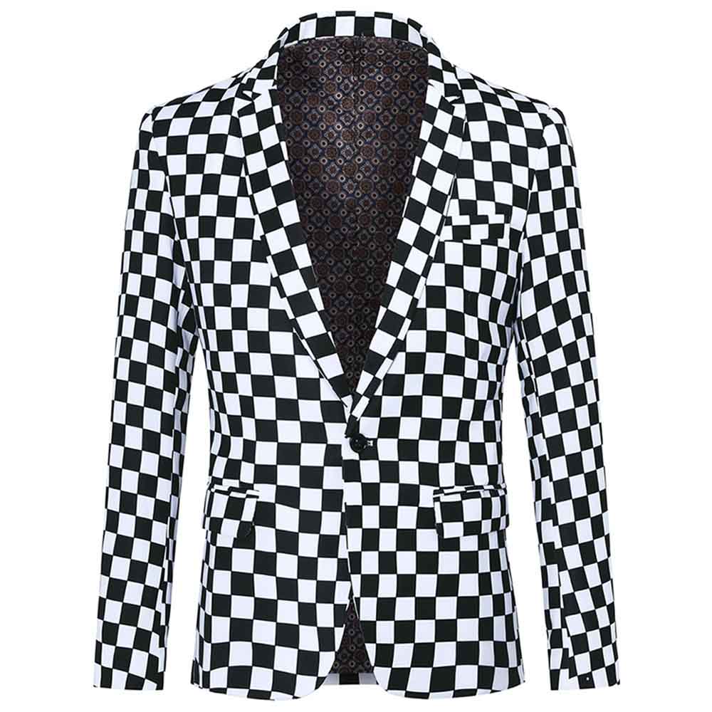 Checkerboard Print Blazer for Women - Slim Fit Plaid Jacket for Office, Business & Formal Occasions | Stylish Workwear & Professional Outfits