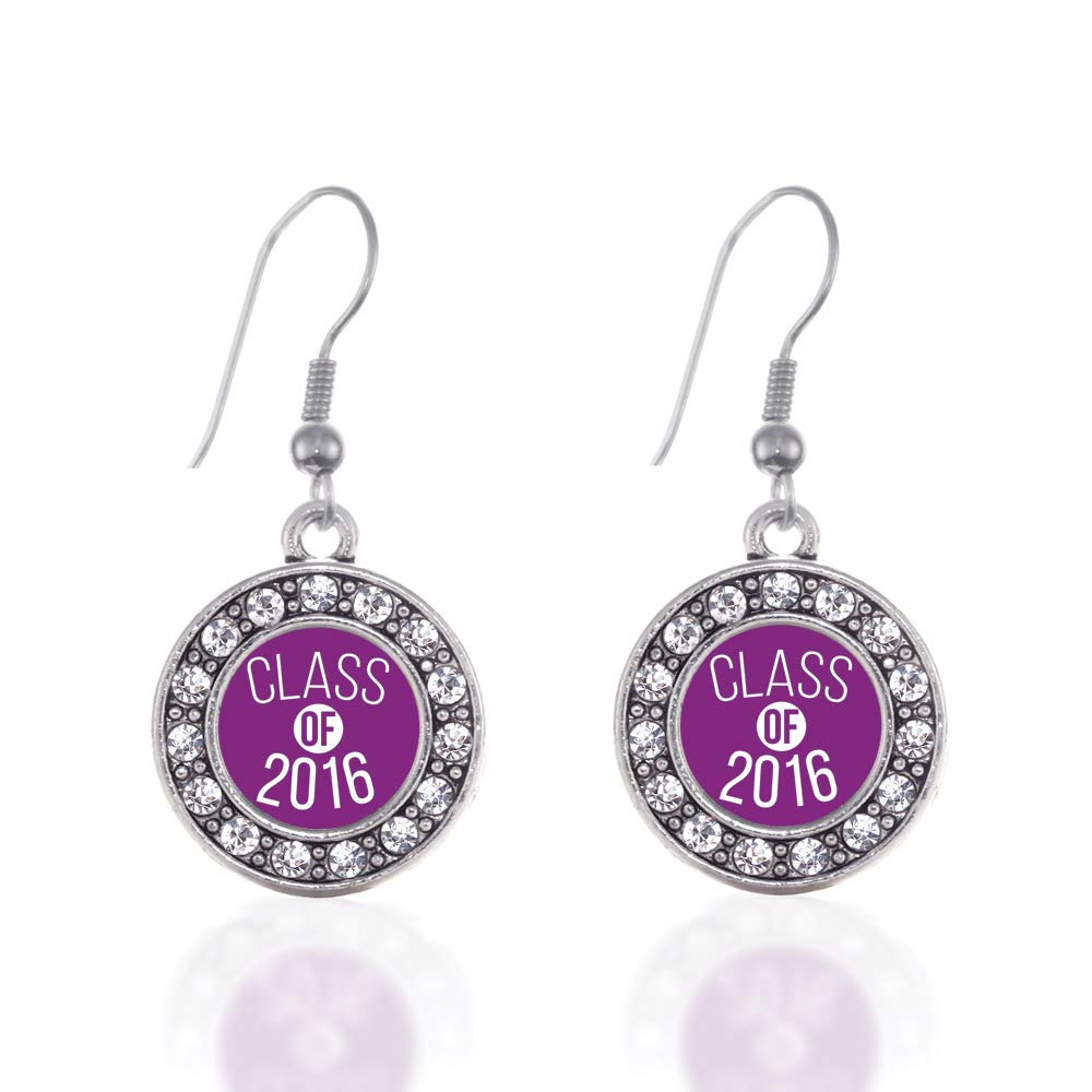 Elegant Silver Circle Charm Drop Earrings with Cubic Zirconia | French Hook Design for Women | Perfect for Weddings, Parties & Everyday Wear