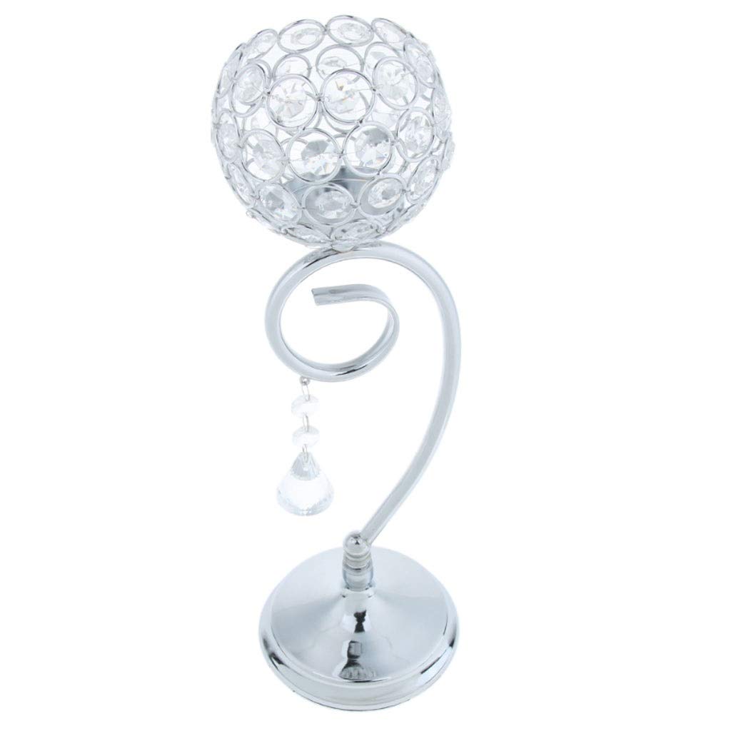 Elegant Silver Crystal Candle Holder Stand - Wedding & Home Decor Candlestick for Table Centerpiece, Tea Light Display, Romantic Ambiance (Silver Finish)