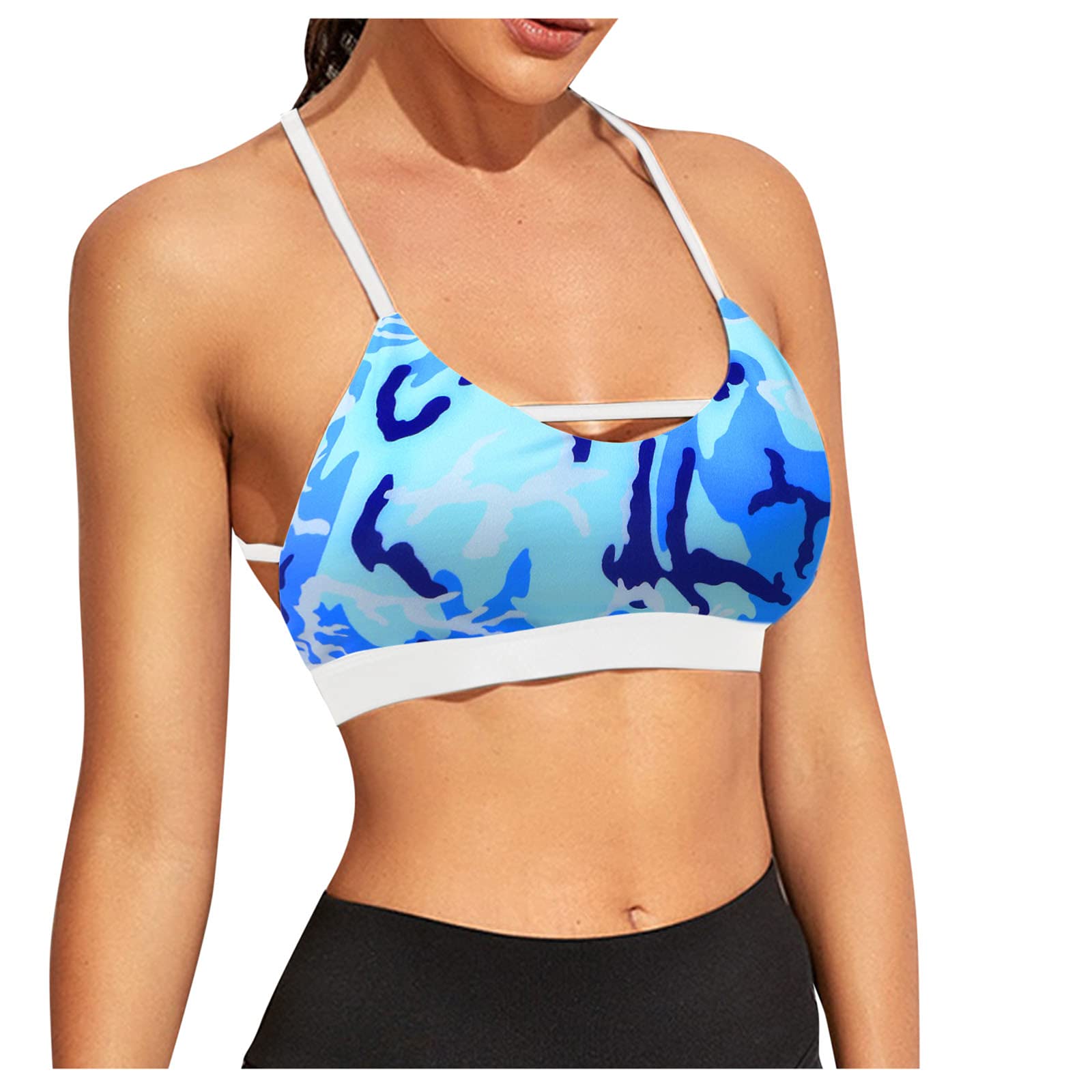 GUGUO Women's Back Strap Sports Bra - Supportive Yoga Workout Bra with Adjustable Straps for Running, Gym & Activewear