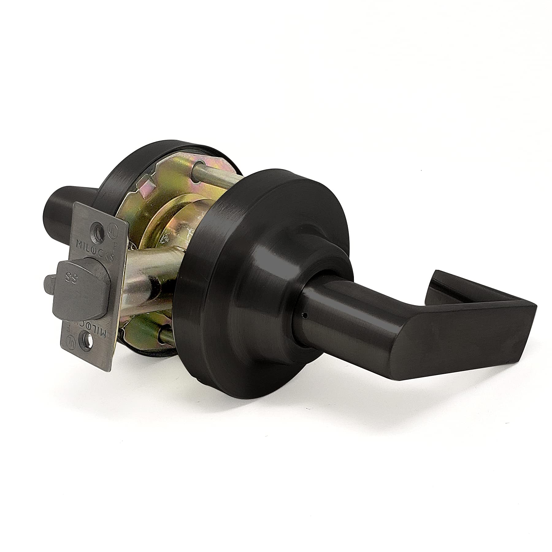 MiLocks Grade 1 Commercial Heavy Duty Cylindrical Lever Lock - Oil Rubbed Bronze Finish for Passage Doors | Ideal for Office Buildings, Warehouses & Industrial Facilities