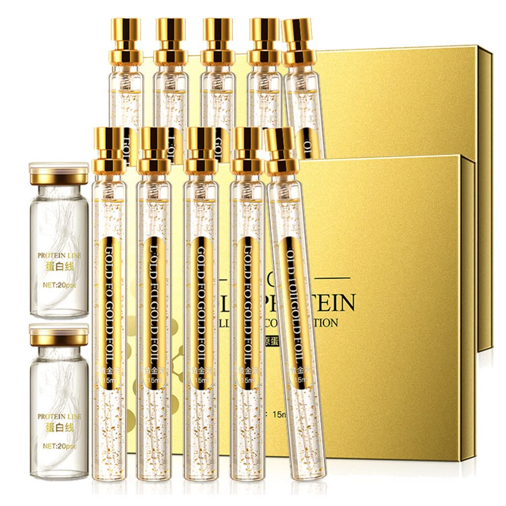 Instalift Soluble Protein Thread Lifting Set with Nano Gold Essence - Absorbable Collagen Threads for Wrinkle Reduction (2 Sets) | Professional Anti-Aging Treatment for Face Lift & Skin Tightening at Home
