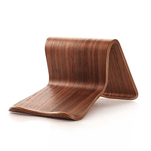 Premium Universal Hardwood Tablet Stand Holder - Compatible with iPad Mini 2/3/4, iPad Air 1/2, Samsung Galaxy Tab 2/3/4/Note 10.1 & Most 7-12 Inch Tablets - Walnut Finish (Black) - Perfect for Desk, Bed, Kitchen & Office Use