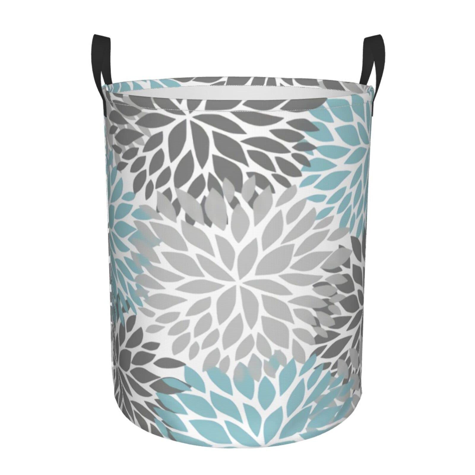 Collapsible Laundry Hamper with Handle - Dahlia Flowers Design, Waterproof Oxford Cloth Storage Basket for Dirty Clothes, Toys & Home Organization (Small Size) | Perfect for Bedroom, Bathroom & Kids Room Storage