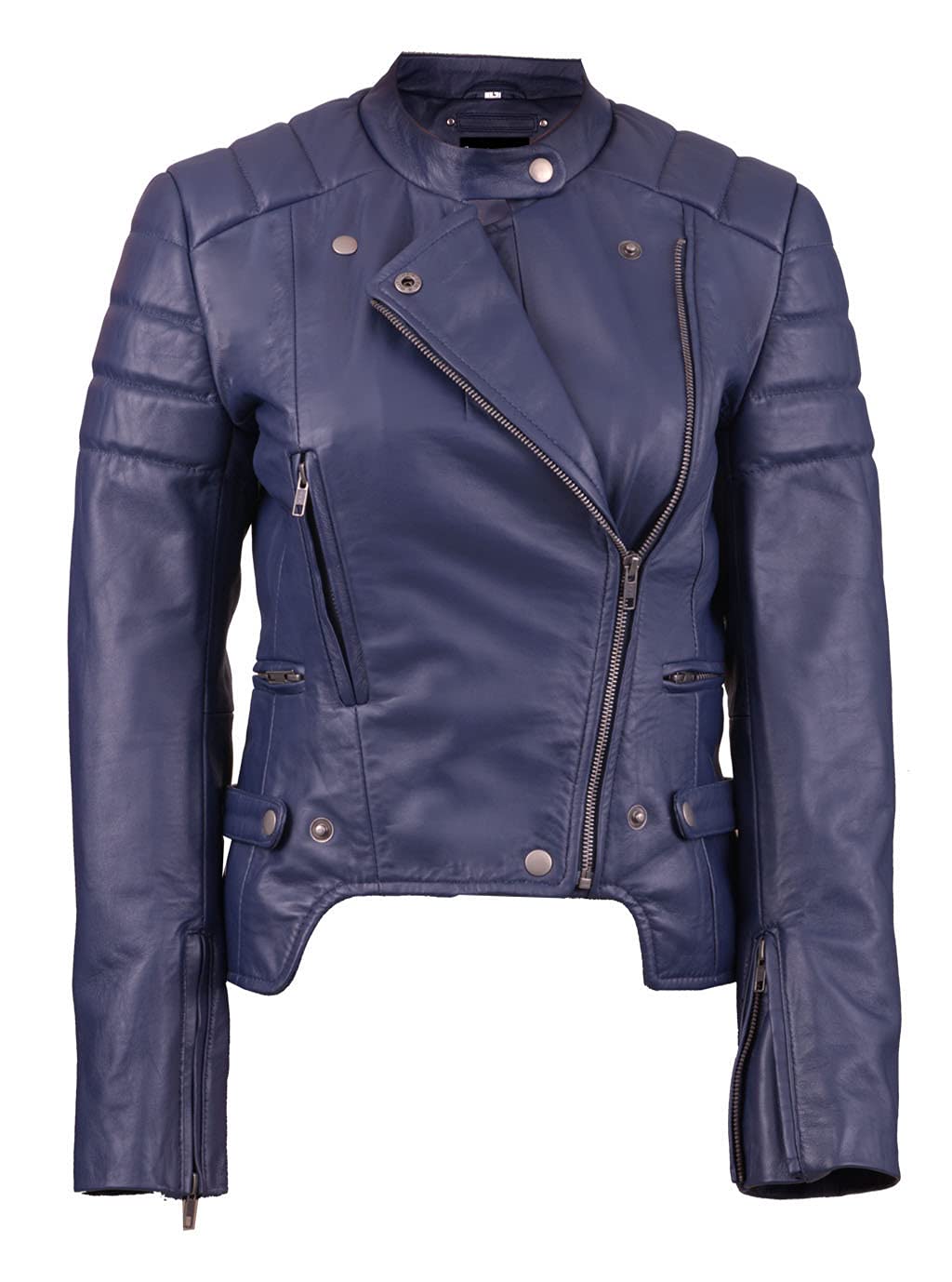 Premium Black Motorcycle Leather Jacket for Women - Genuine Biker Jacket with Zipper Pockets | Perfect for Riding, Outdoor Adventures & Street Fashion