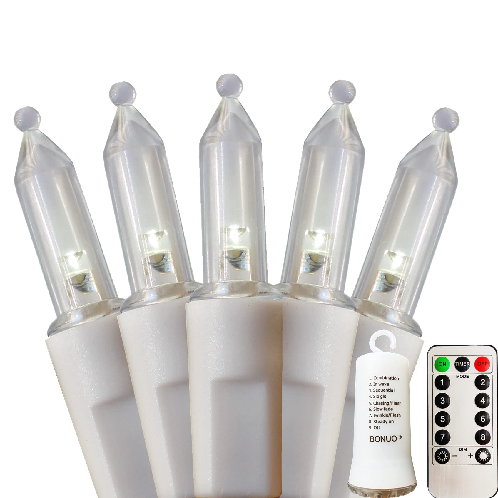 100 LED Mini Christmas Lights Battery Operated - 33FT White Wire String Lights with Remote & Timer, 8 Lighting Modes for Indoor/Outdoor Decor - Perfect for Christmas Trees, Wreaths, Weddings, Patios and Holiday Party Decorations