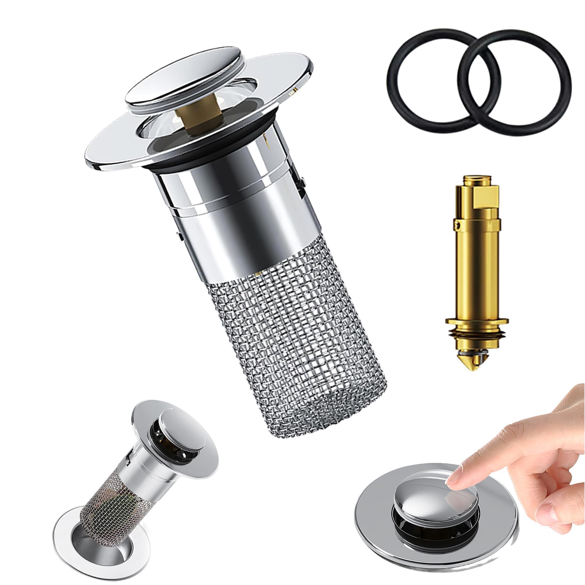 Stainless Steel Sink Drain Hair Catcher - Bathroom Pop-Up Stopper Replacement for US Sinks, Small (1Pc) - Prevent Clogs & Easy Cleaning
