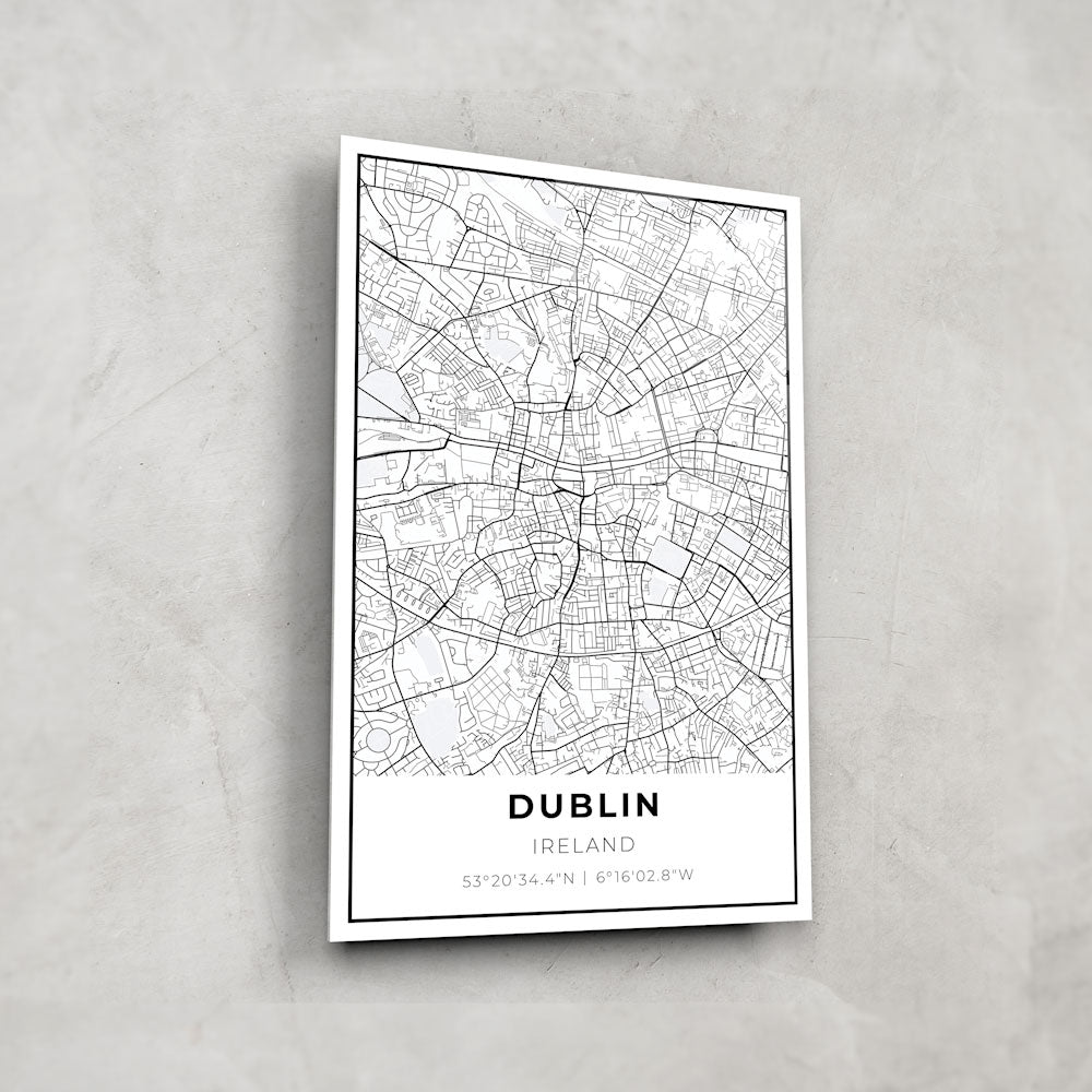 Dublin Ireland City Map Glass Wall Art - Elegant Home & Office Decor for Living Room, Bedroom, or Gift