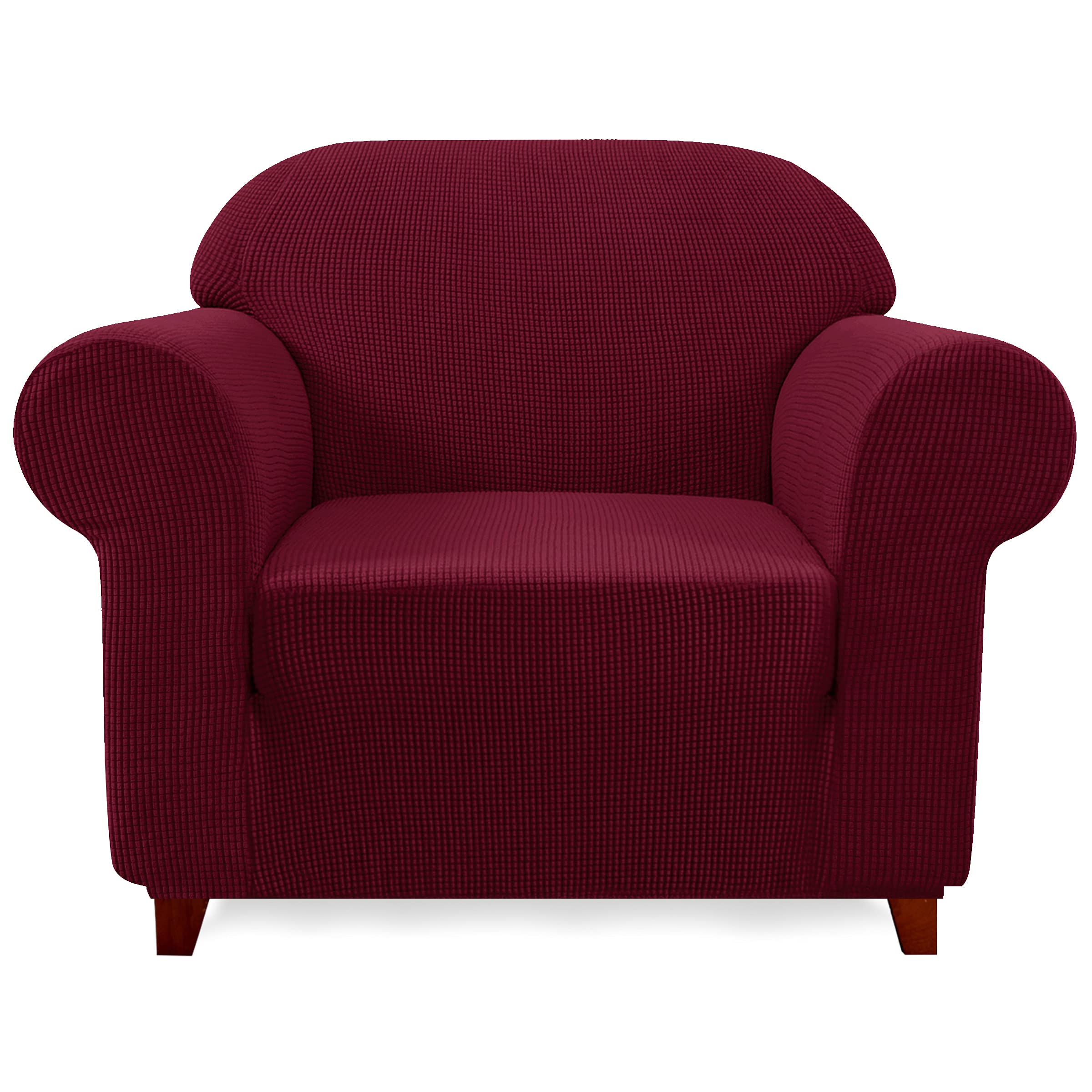 SUBRTEX Stretch Armchair Sofa Slipcover - Washable 1-Piece Cover for 1-Cushion Couch & Single Seater Chair | Perfect for Living Room, Office & Small Spaces (Wine Red, Small Size)