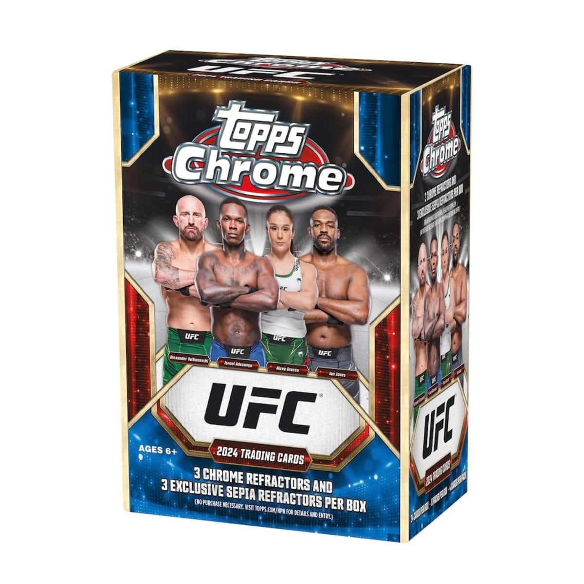 2024 Topps Chrome UFC Blaster Box - 24 Trading Cards with Autograph & Relic Chance - Perfect for UFC Fans, Collectors & Fantasy Sports Players (Use for Gifts, Display or Investment)