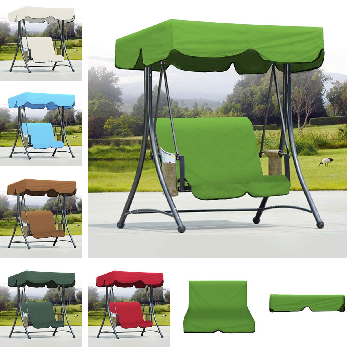 Sevenmore Waterproof Swing Hammock Canopy Cover with 2 Seater Chair Cover - Outdoor Garden Swing Bench Sunshade for Patio, Backyard & Poolside Relaxation