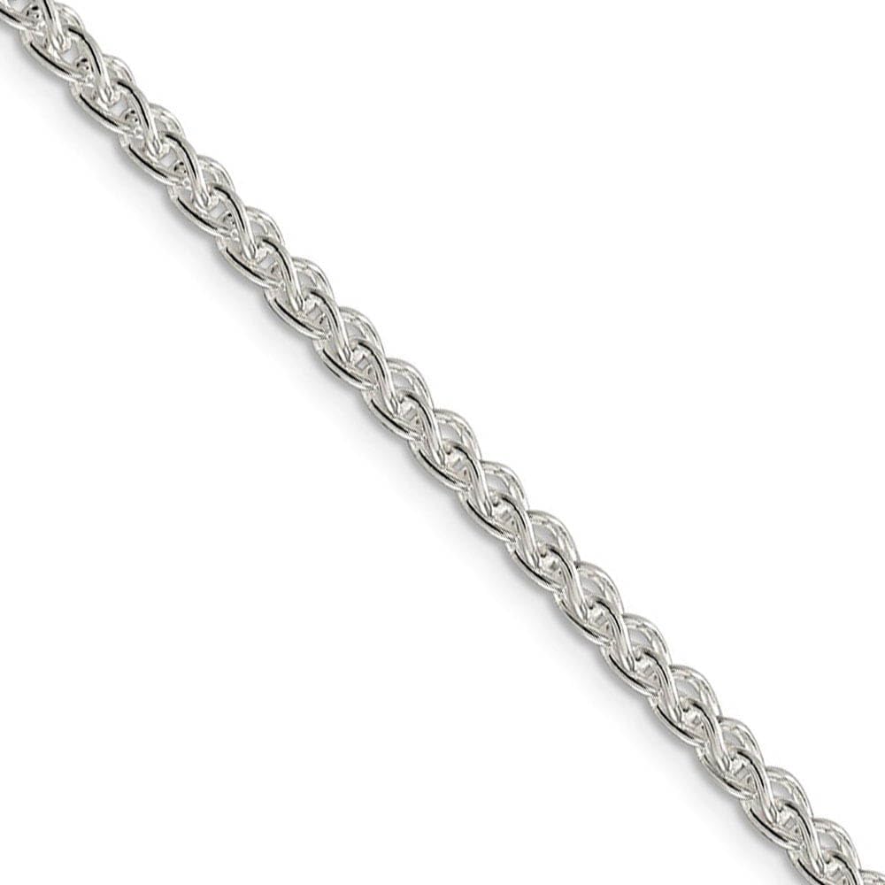 3mm Black Bow Sterling Silver Round Solid Spiga Chain Necklace - Elegant Jewelry for Women, Perfect for Parties, Weddings & Everyday Wear