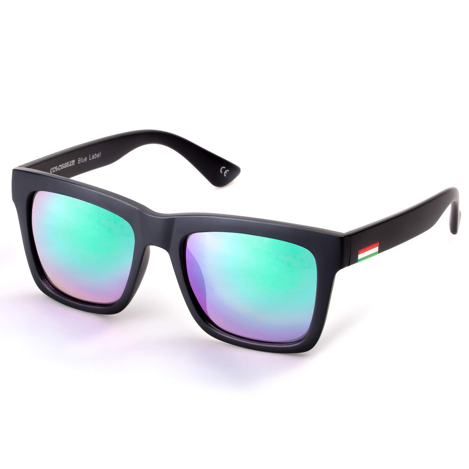 Colossein Classic Polarized Sunglasses for Men - Square Frame, Mirrored UV400 Lens - Perfect for Driving, Fishing & Outdoor Activities
