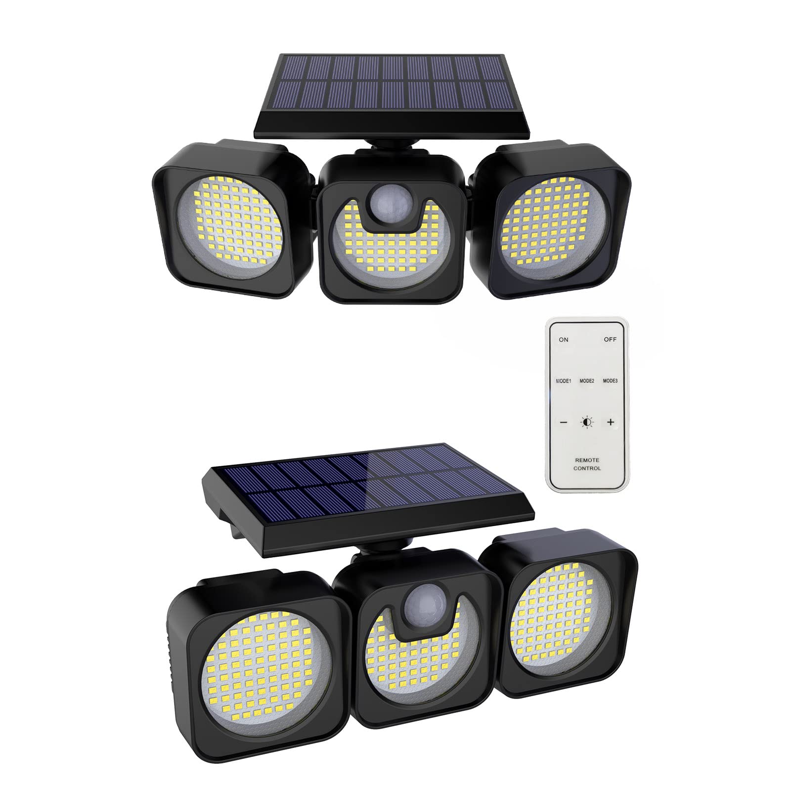 2500LM Solar Motion Sensor Outdoor Lights with Remote Control - IP65 Waterproof Wireless LED Flood Lights for Porch, Garage, Yard, Entryways & Patio (2 Pack, Black) | Perfect for Home Security & Nighttime Illumination