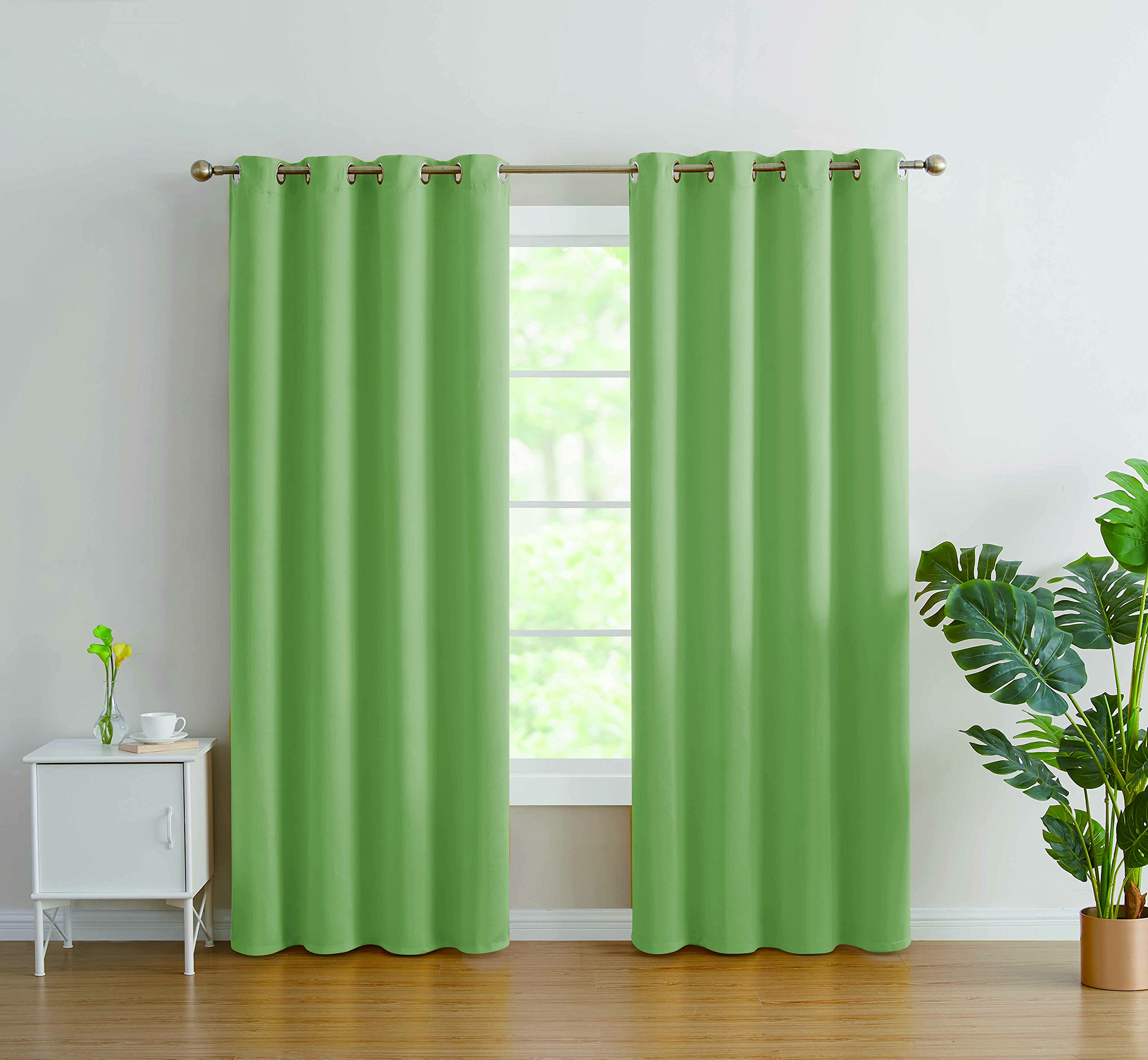 ECM 2 Panels Blackout Curtains 104x108 Inches - Thermal Insulated Light Blocking Window Drapes for Living Room & Bedroom | Sage Green | Perfect for Home Theater, Nursery & Shift Workers