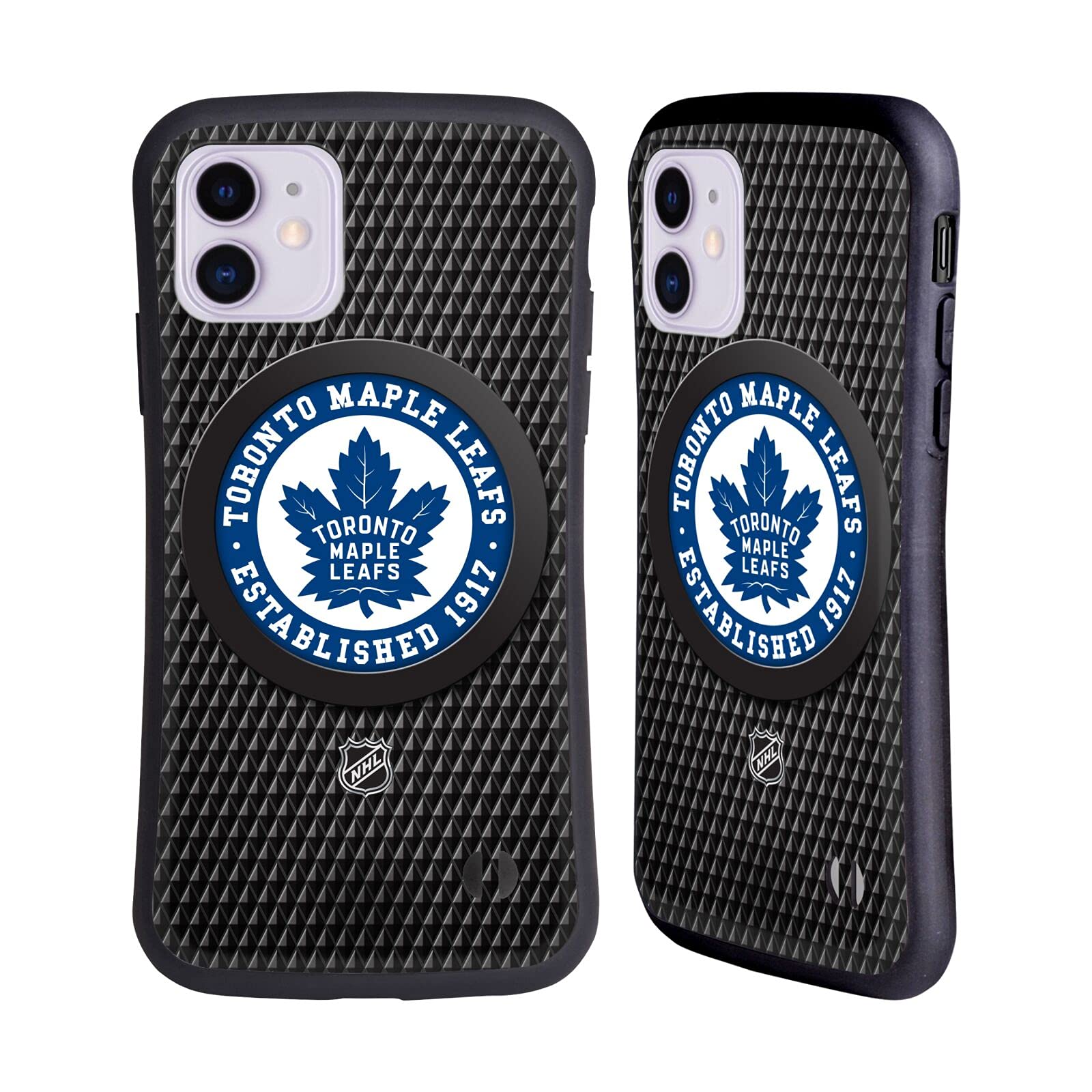 Officially Licensed NHL Toronto Maple Leafs Puck Texture iPhone 11 Case - Durable Hybrid Protective Cover for Apple iPhone 11 - Perfect for Hockey Fans & Game Day Protection