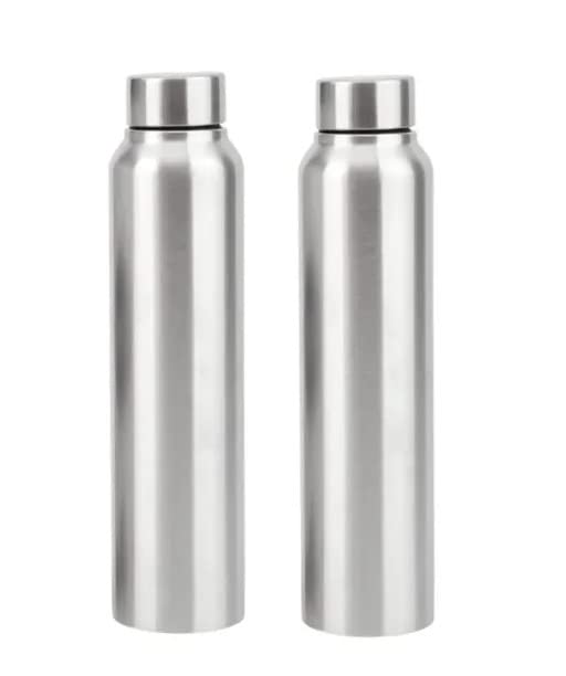 VISAXMI 1 Liter Stainless Steel Water Bottle - 100% Leak Proof & Rust Proof - Set of 2 (1000ml, Silver) - Perfect for Gym, Hiking, Office & Travel Hydration
