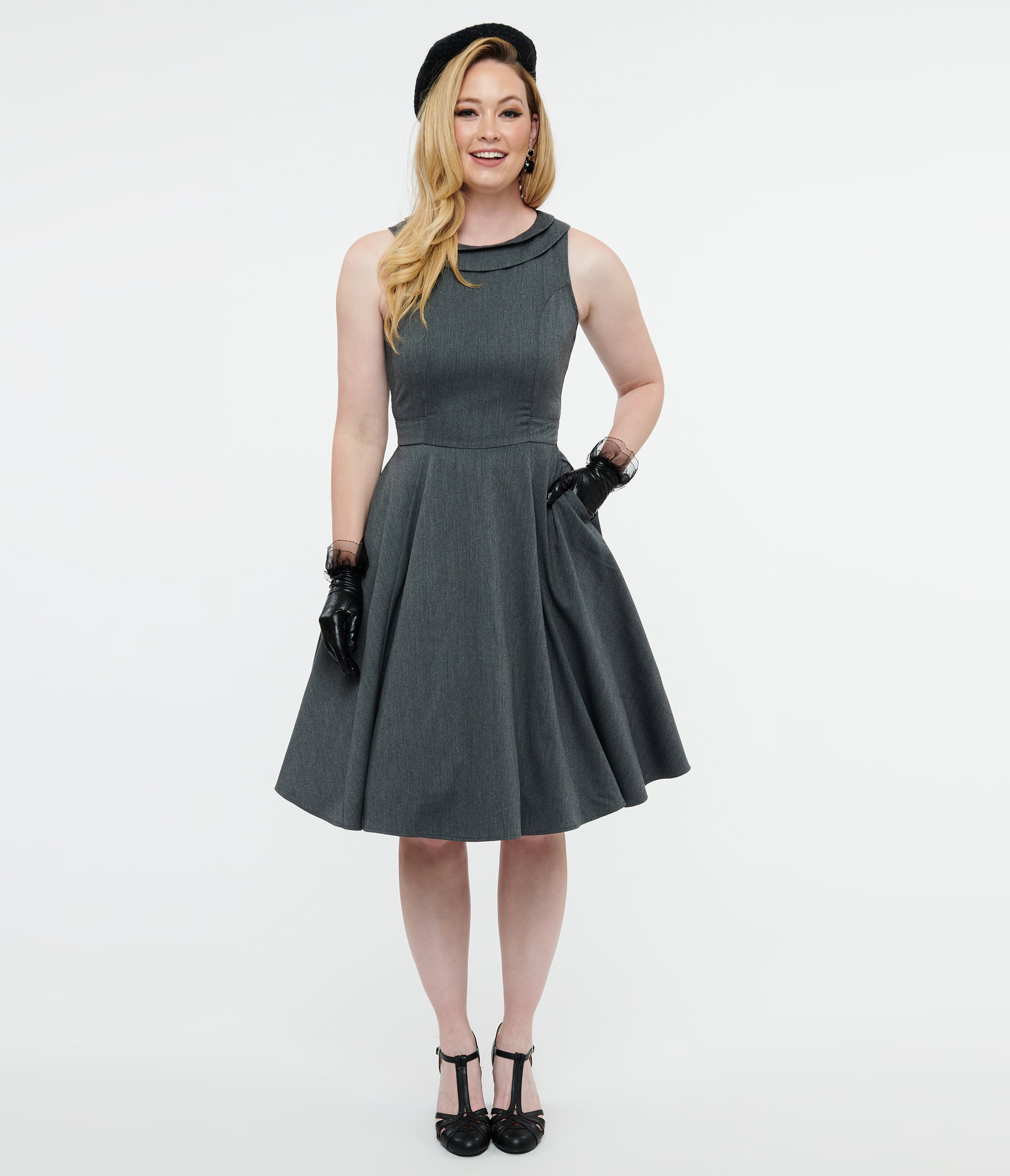 Vintage 1950s Grey Swing Dress - Retro Rockabilly Style for Women | Perfect for Parties, Dances & Pinup Photo Shoots