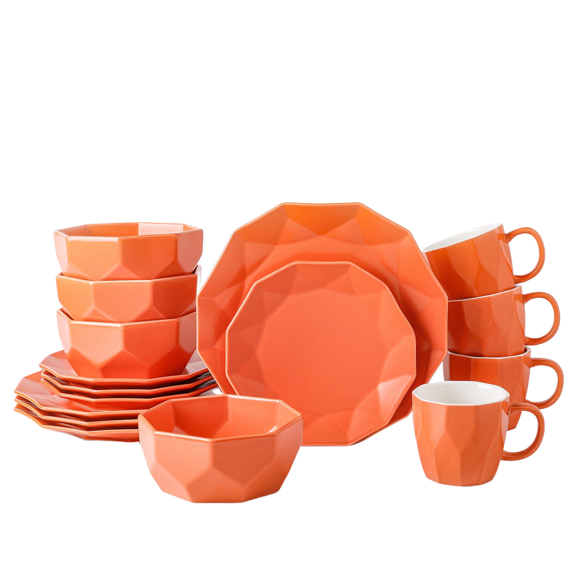 Premium Jamie Porcelain Dinnerware Set - Elegant Orange 12-Piece Tableware for Dining, Entertaining & Special Occasions | Dishwasher & Microwave Safe