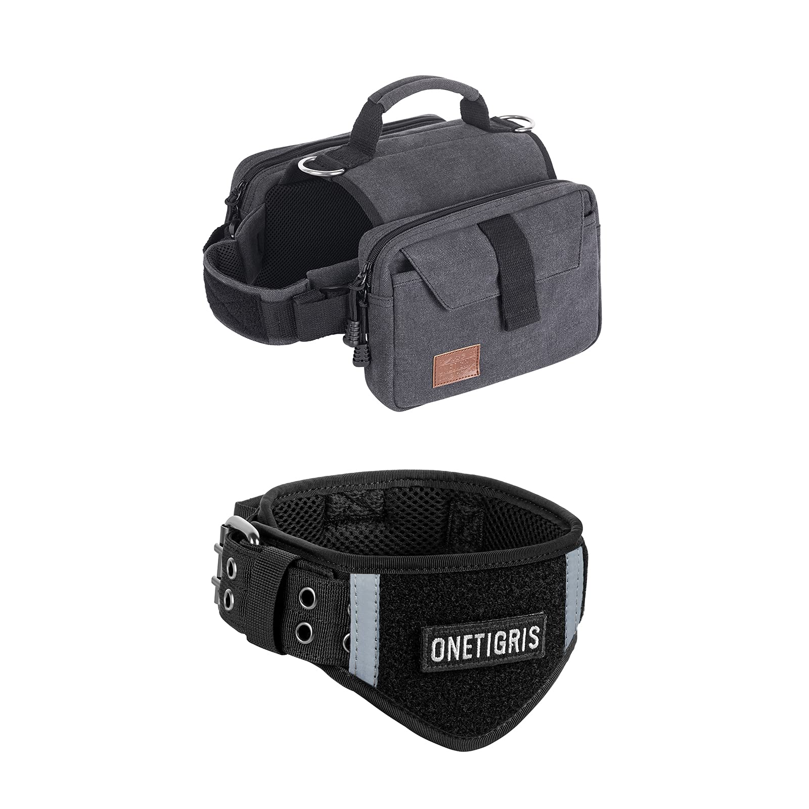OneTigris Tactical Dog Backpack - Durable Hiking & Camping Saddle Bag for Outdoor Adventures with Adjustable Collar - Perfect for Travel, Hiking, and Pet Adventures