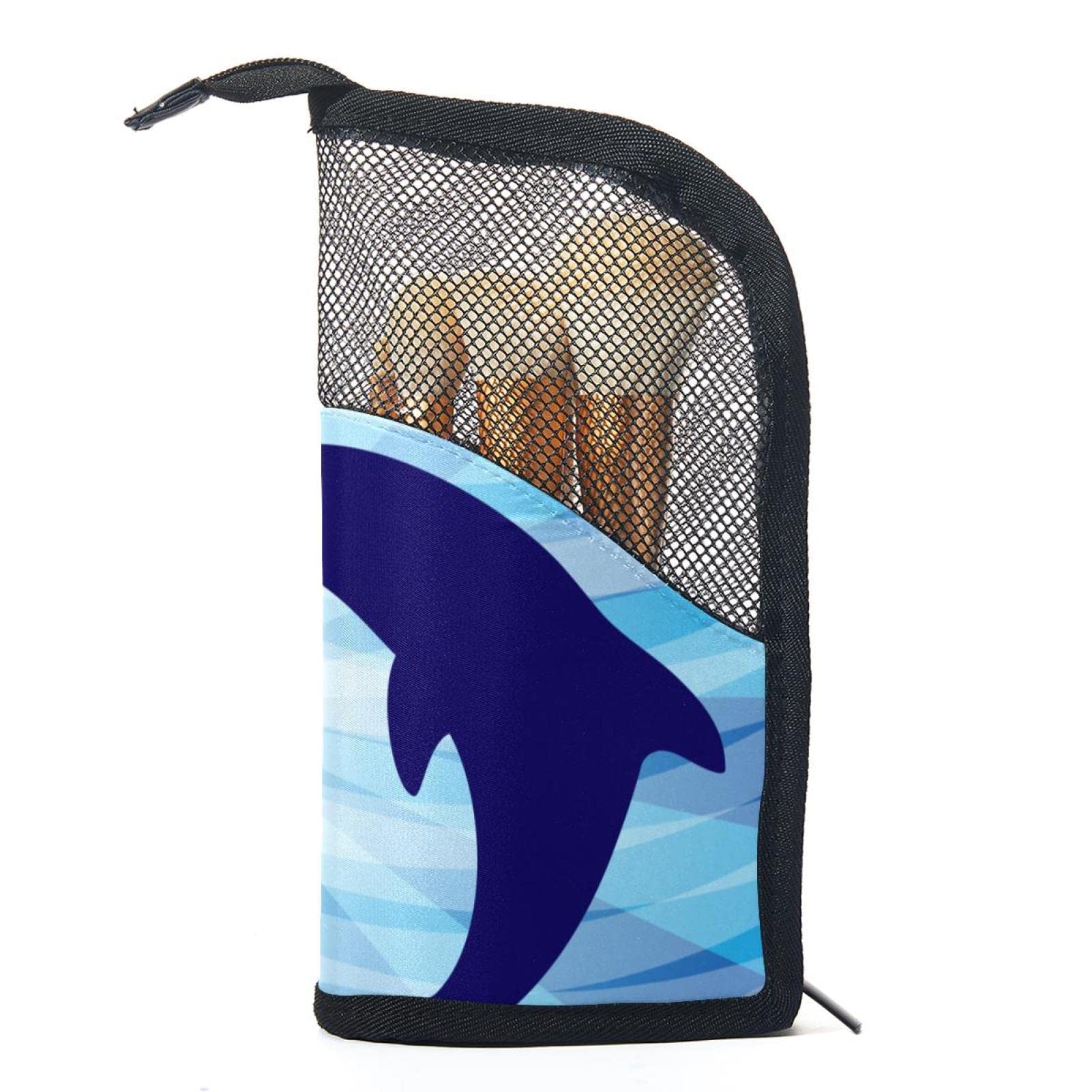 12-Piece Makeup Brush Organizer Bag with Portable Case - Love Dolphin Kiss Design - Perfect for Travel, Home & Professional Makeup Storage