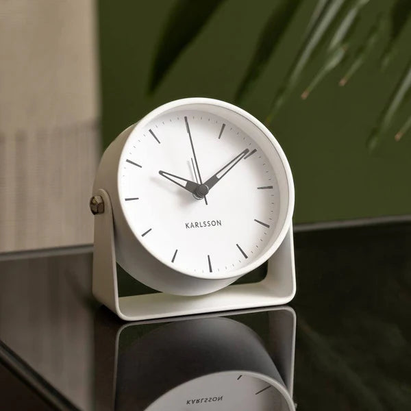 Premium Metal White Alarm Clock with Gentle Wake-Up - Perfect for Bedrooms, Offices, and Travel