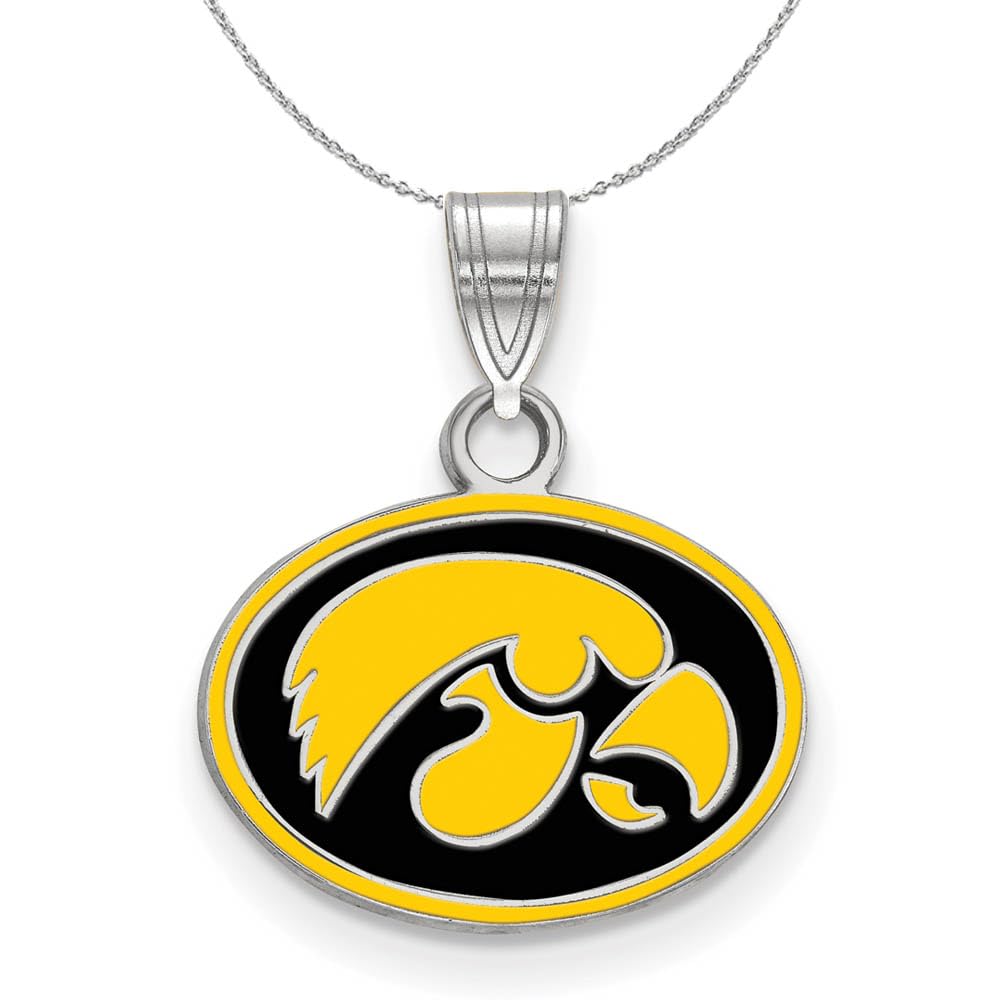Black Bow Sterling Silver Iowa Enamel Pendant Necklace for Gifts & Parties