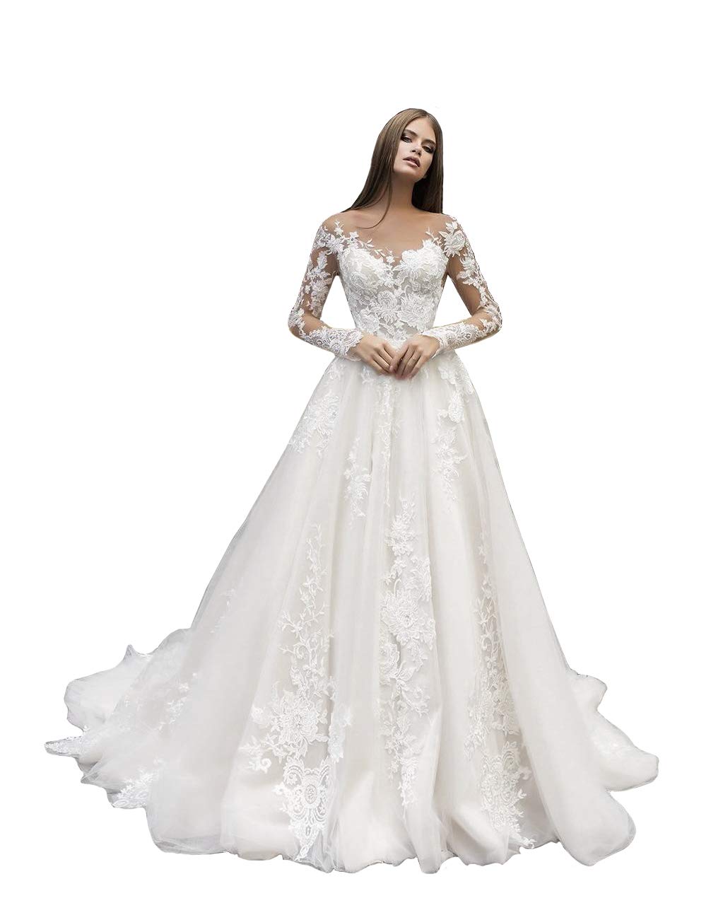 Elegant Clothfun Women's Lace Mermaid Beach Wedding Dress 2023 – Long Sleeve Bridal Gown for Bride | Perfect for Beach Weddings, Destination Ceremonies & Romantic Photos