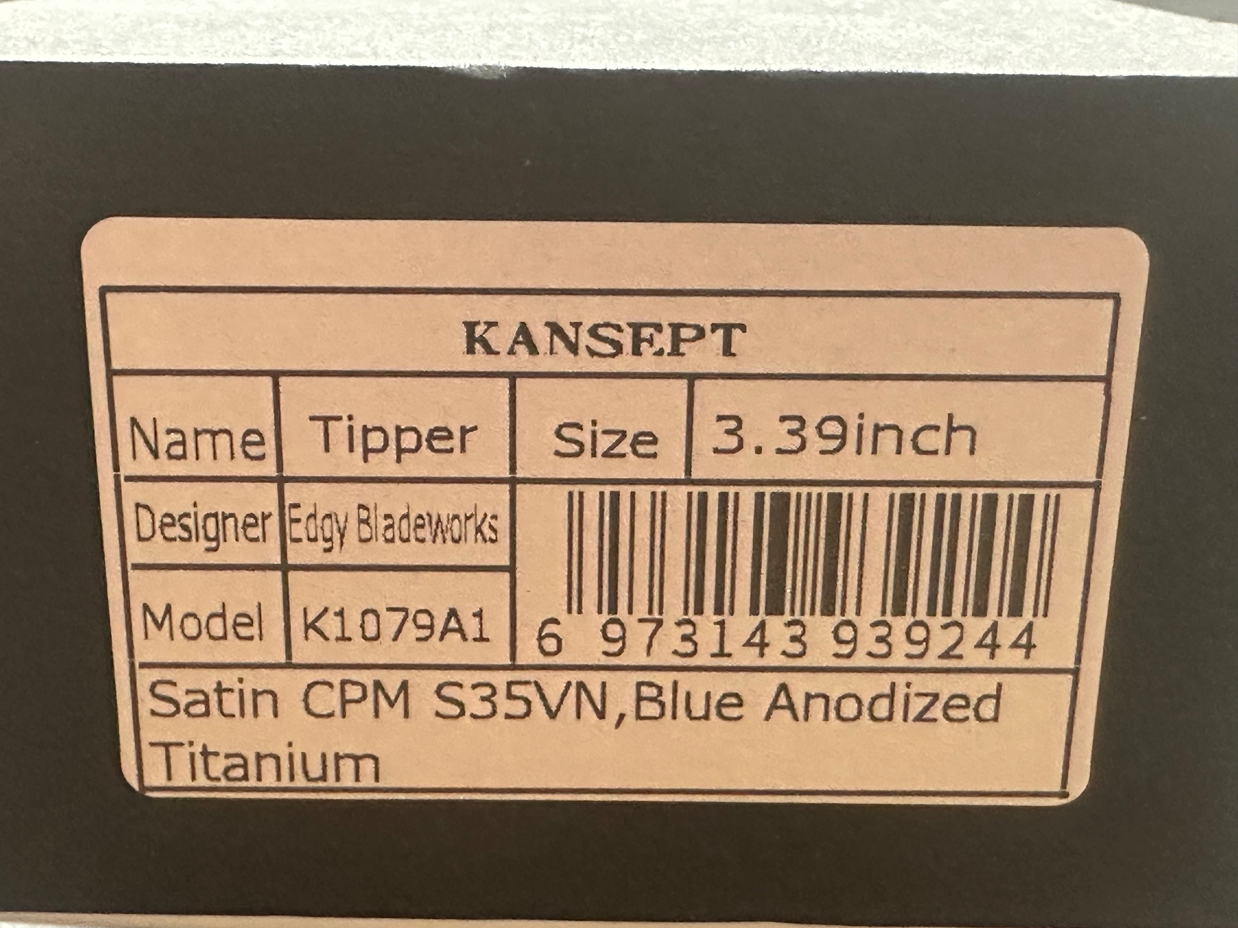KANSEPT Tipper Folding Knife - Blue Titanium Handle, S35VN Steel, Wharncliffe Plain Edge - EDC, Camping, Outdoor Survival & Everyday Carry Knife