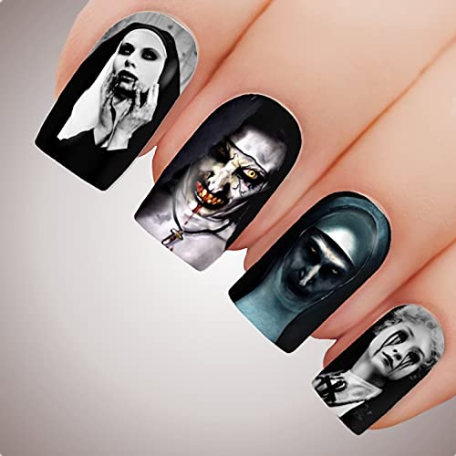 Scary Movie Halloween Nail Art Decals - Michael Myers & Chucky Doll Horror Nail Decorations (10-Pack) | Waterslide Nail Transfers for Halloween Parties & Cosplay Events