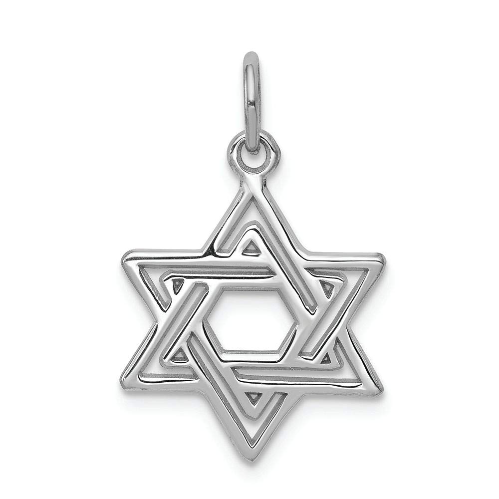14K White Gold Jewish Star Charm Pendant - Elegant Menorah Necklace for Hanukkah & Jewish Holidays - Perfect Gift for Bar Mitzvah, Bat Mitzvah & Religious Celebrations