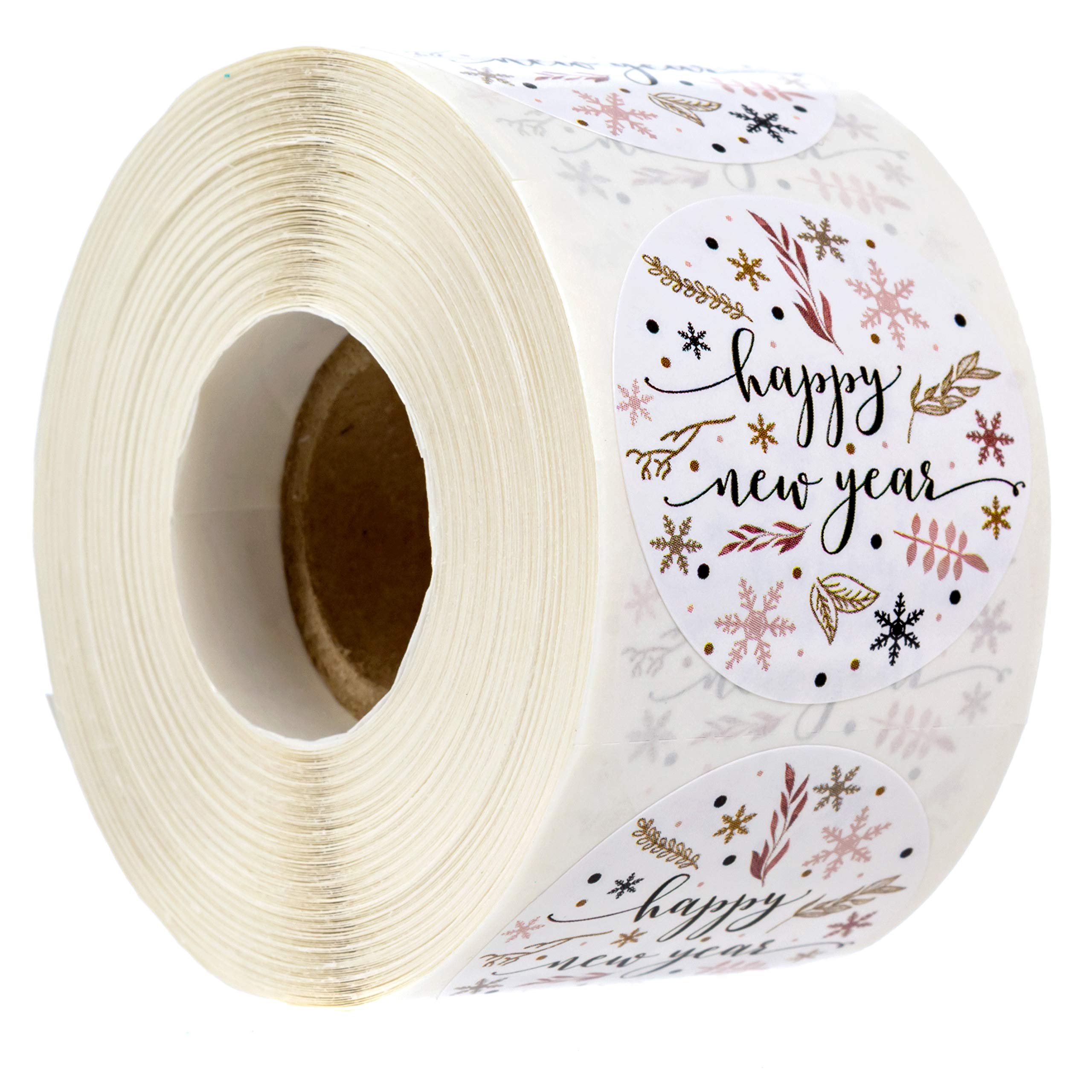 500 Floral Happy New Year Stickers - 1.5