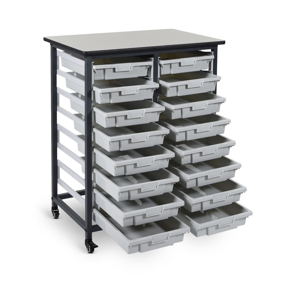 MBS Double Row 16S Mobile Bin System - Heavy Duty Storage Solution for Warehouse, Retail & Industrial Organization