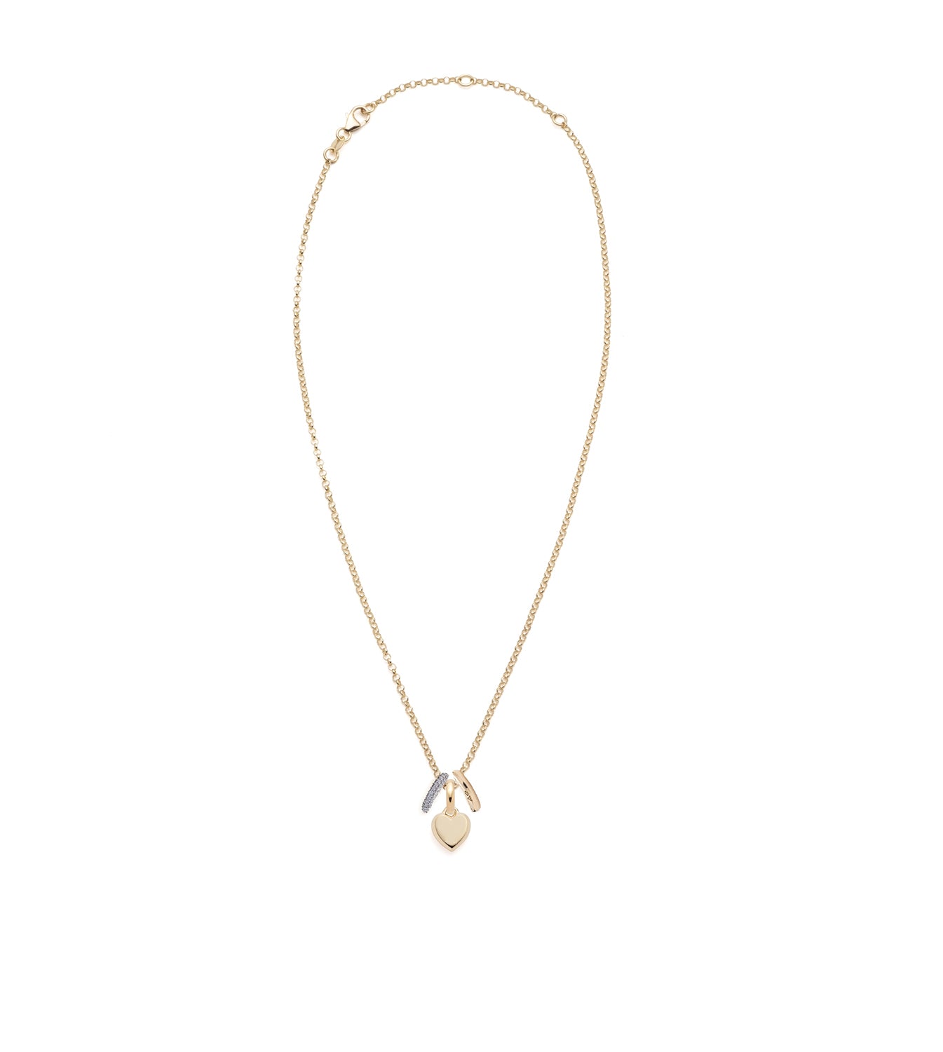 Petite Heart Ingot & Gold Pave Oval Heartbeat Necklace - Dainty Belcher Chain Jewelry for Women | Perfect Gift for Valentine's Day, Anniversary & Romantic Occasions