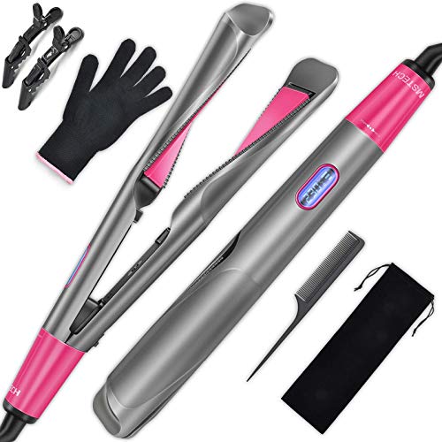 MSTECH 2-in-1 Hair Straightener and Curler - 450℉ Professional Ceramic Flat Iron with Digital Display for Salon-Quality Styling - Perfect Gift for Women, Mom, Wife - Ideal for Home Use, Travel & Special Occasions
