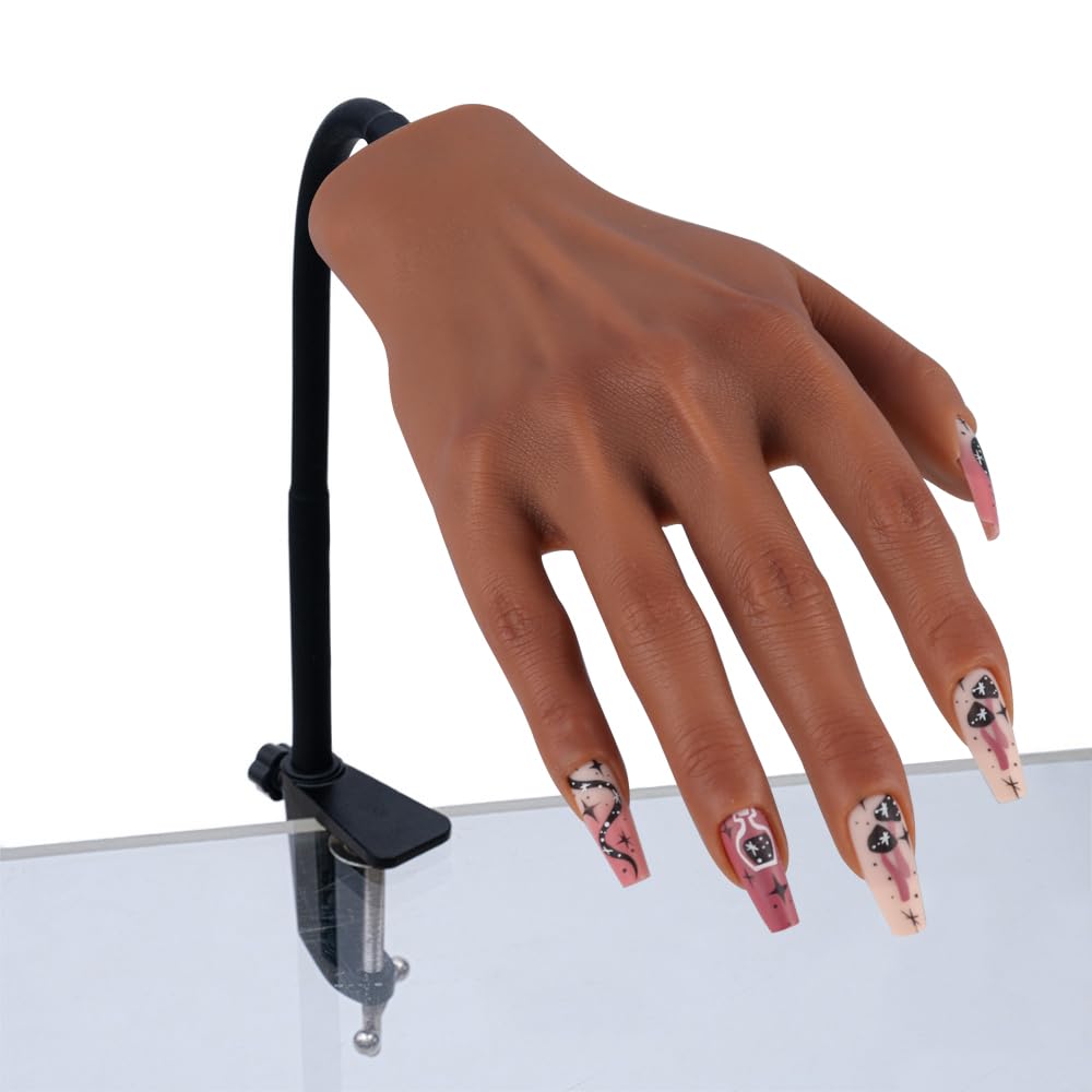 Professional Silicone Practice Hand for Acrylic Nails - Adjustable Mannequin Hand for Nail Art Training, Perfect for DIY Beginners & Salon Artists | Ideal for Home Practice, Nail School & Professional Demonstrations