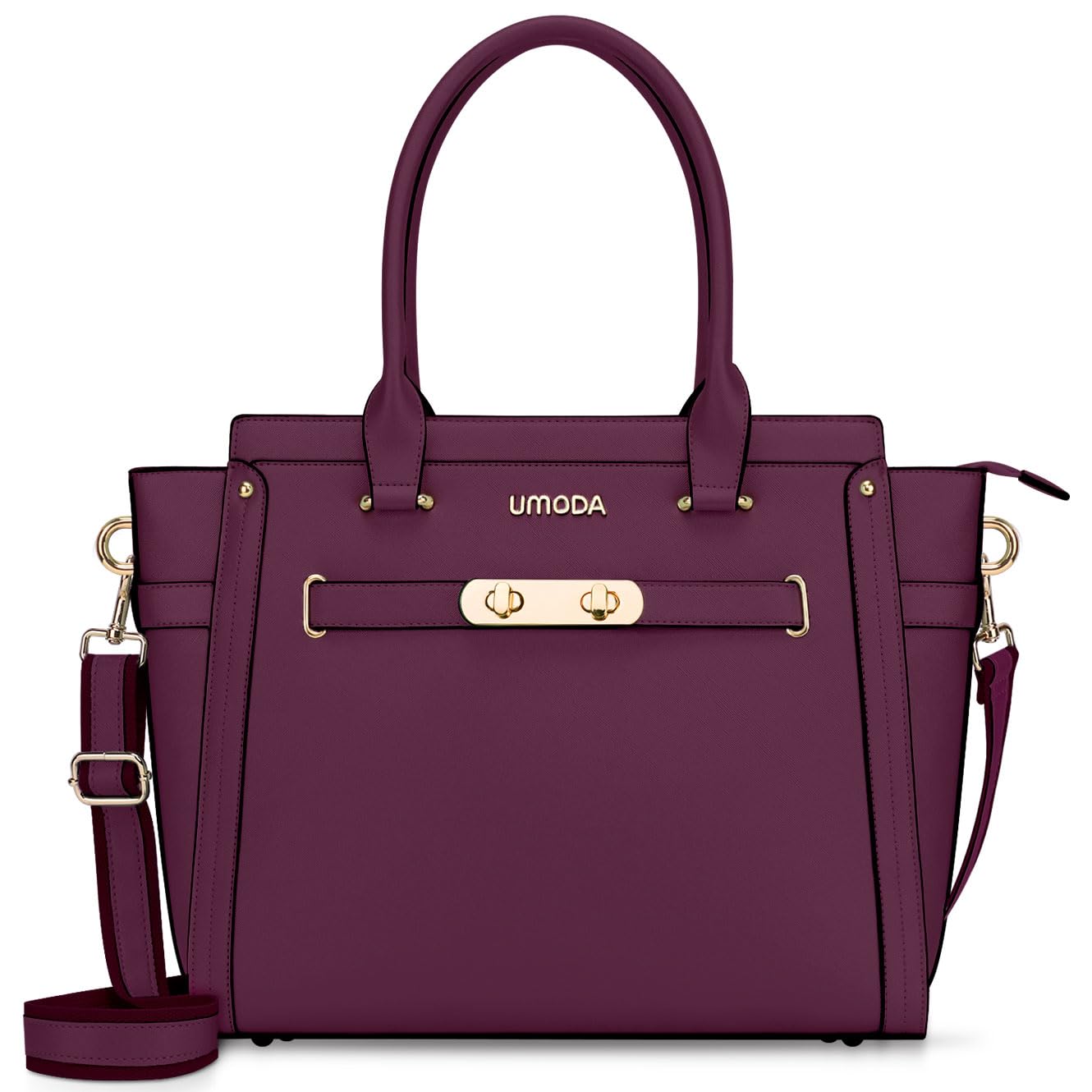 Stylish 15.6 Inch Laptop Tote Bag for Women - Multi-Pocket Padded Computer Bag with Shoulder Strap (Burgundy) - Perfect for Work, Travel & College Commute