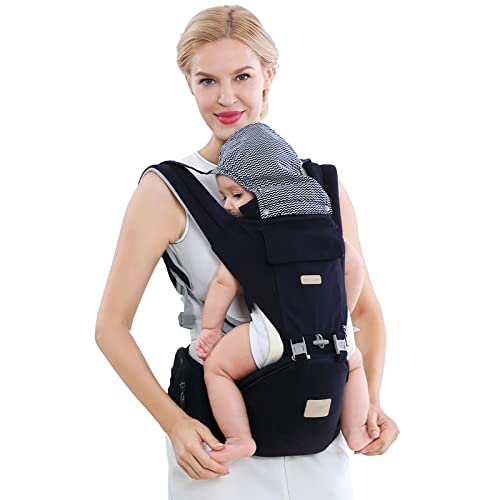 3-in-1 Insular Baby Carrier with Hip Seat | Ergonomic 360° Newborn to Toddler Carrier | Front & Backpack Carry Positions (Navy Blue) - Perfect for Hands-Free Parenting, Outdoor Adventures & Daily Errands
