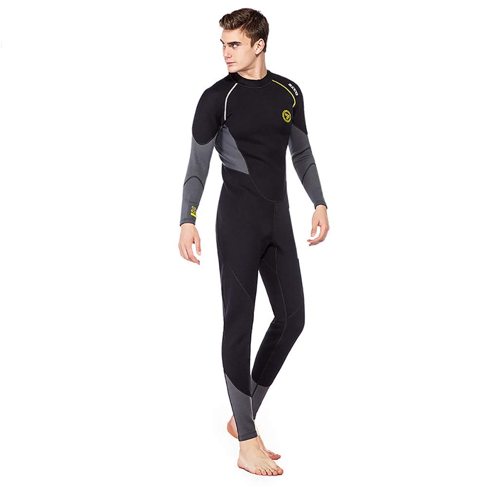 3MM Neoprene Wetsuit for Men - Full Body Scuba Diving Suit with Long Sleeves & Back Zip - Ideal for Surfing, Swimming & Water Sports (Black) - Perfect for Cold Water Diving, Snorkeling & Beach Activities